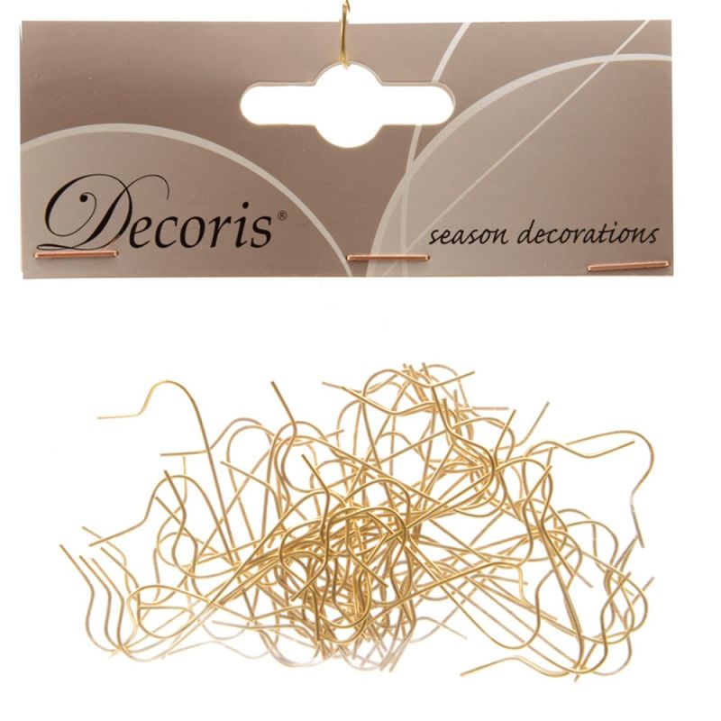 Bauble hangers, metallic, gold, H3.5 cm, 50 pcs Megatek