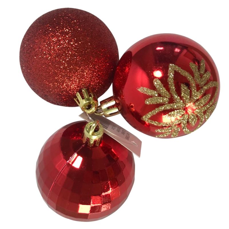 Decorative sphere, plastic, red, dia 6cm, 3 pcs Megatek