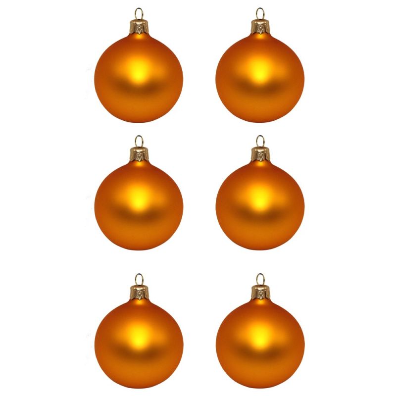 Decorative spheres, glass, gold matte, 7 cm dia, 6 pieces