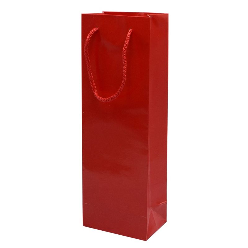 Cardboard bag for wine bottles, red, 12x35 cm, 1 piece Meg