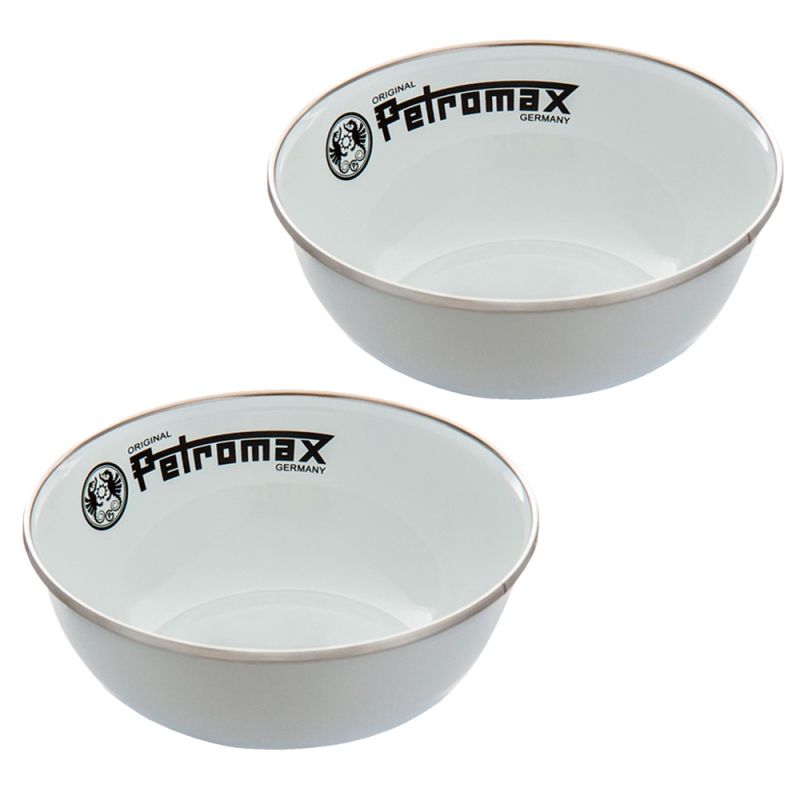 Petromax Black Enamel Camping Bowls, white, 2 pieces Megat