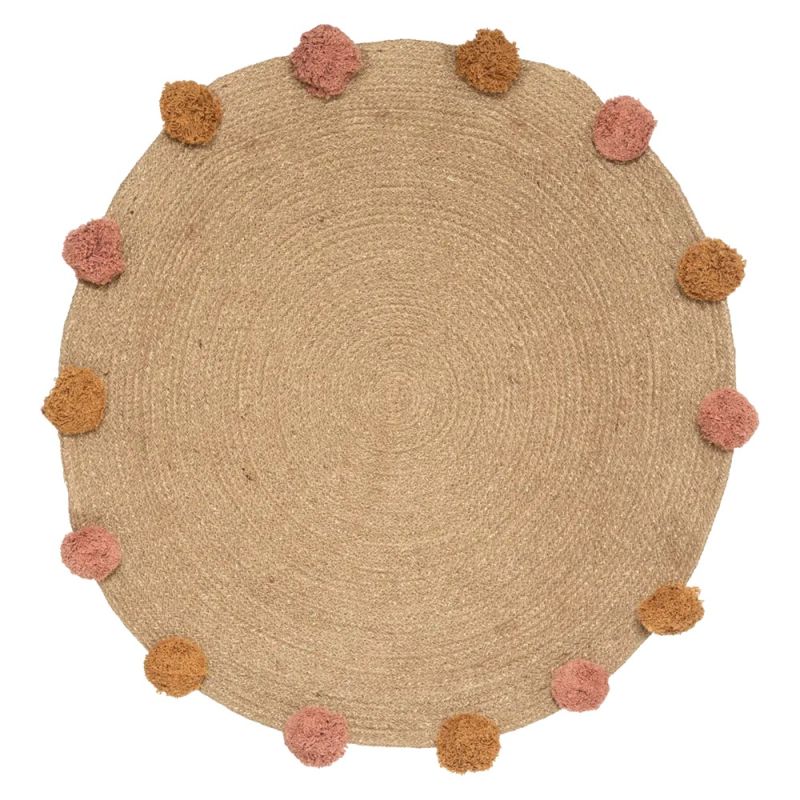Circular rug for children's room, Pompon, 78x78 cm, brown, 1