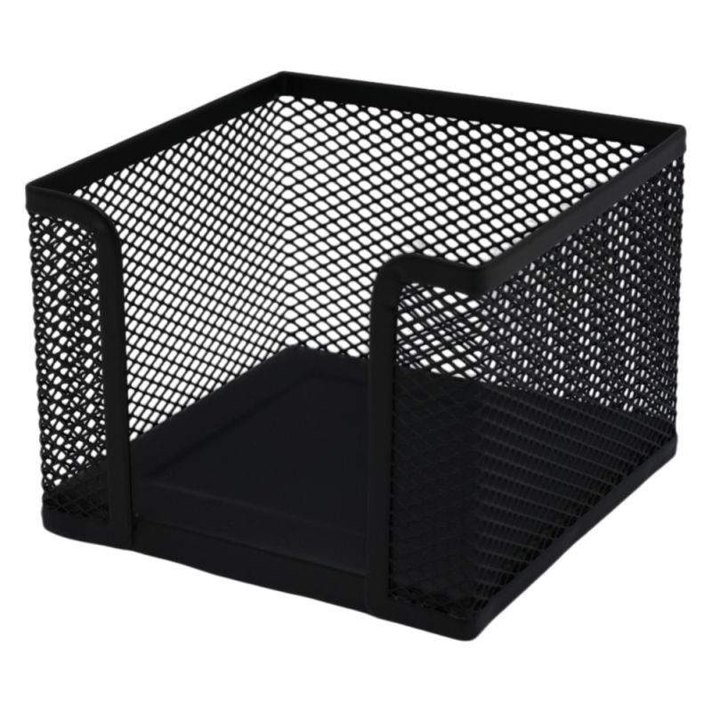 Sticky notes organizer, metallic, black, 9.5x9.5x8 cm, 1 pie