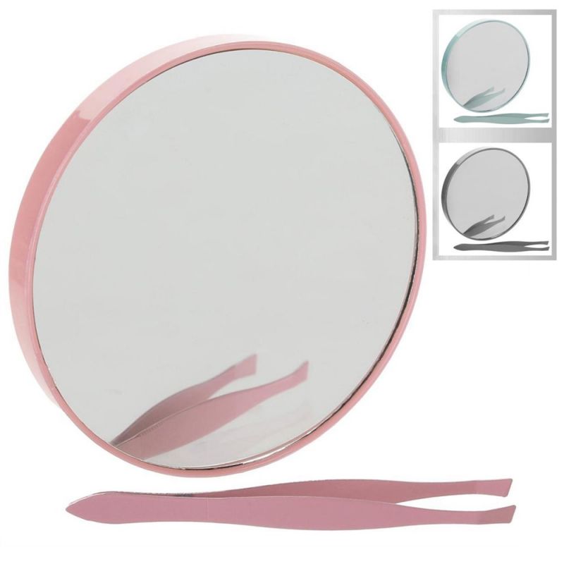 Set of round-shaped makeup mirror, with magnifying effect, a