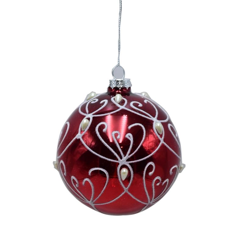 Decorative sphere, red, Dia. 10 cm Megatek