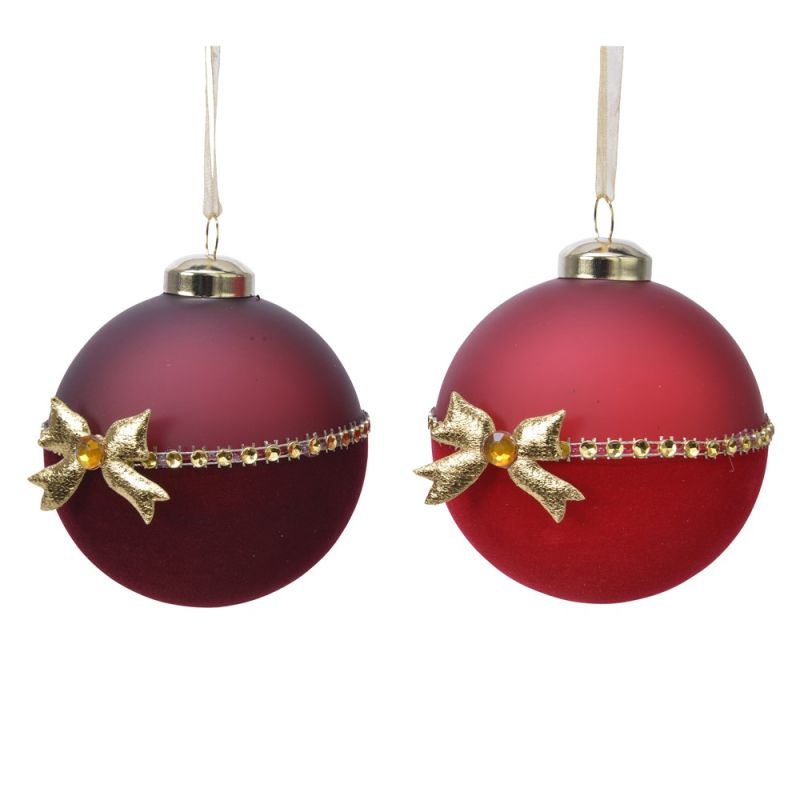 Decorative sphere, glass, red, Dia. 8 cm Megatek