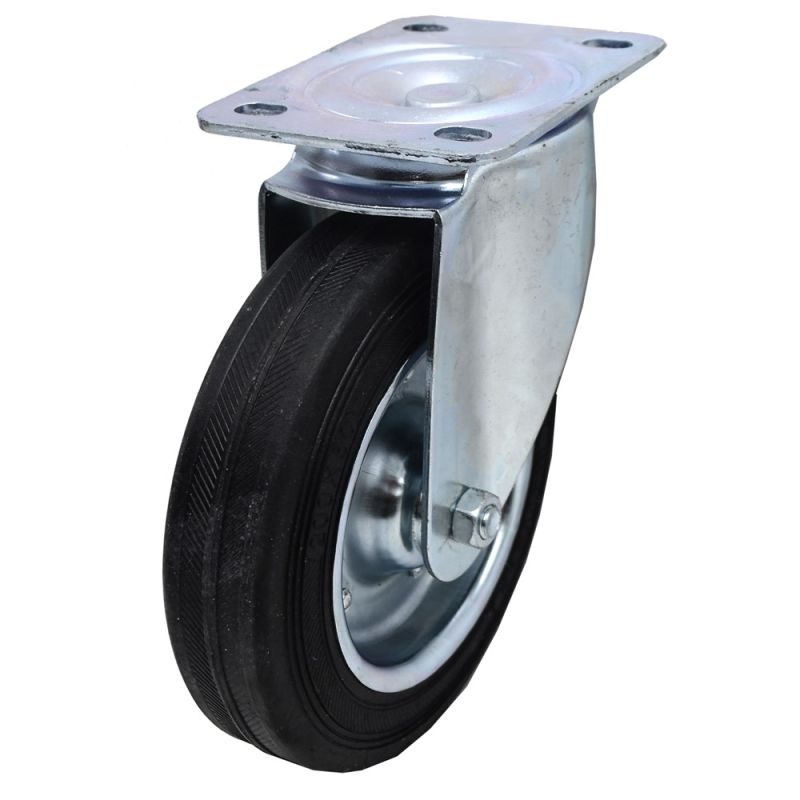 Swivel Wheels, Rubber (bush), wheel with steel rim, Ø200mm
