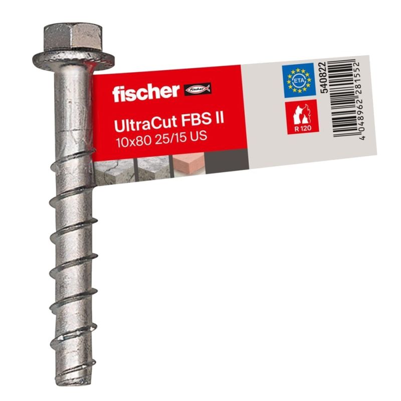 Betonschroef FBS II 10x80 25/15/- zeskantkop Betonschroef FBS II 10x80 25/15/- zeskantkop