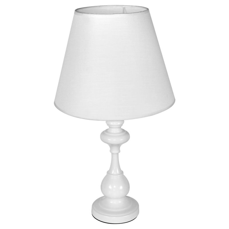 Table lamp E27,1x60W,base with fabric shade, white, bulb exc