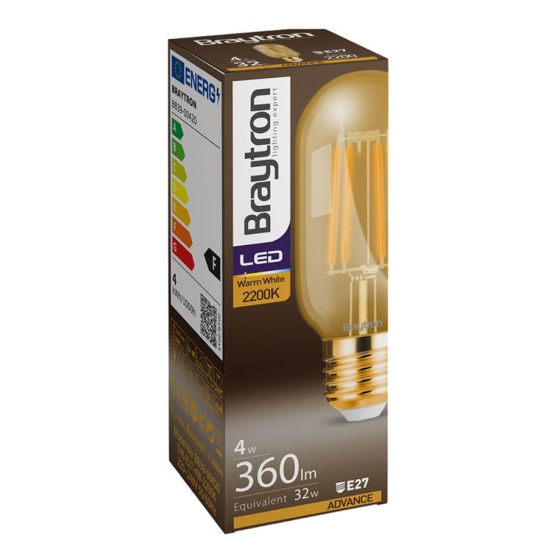 Llambe LED me filament, Braytron, 4W, E27, 2200K | Megatek