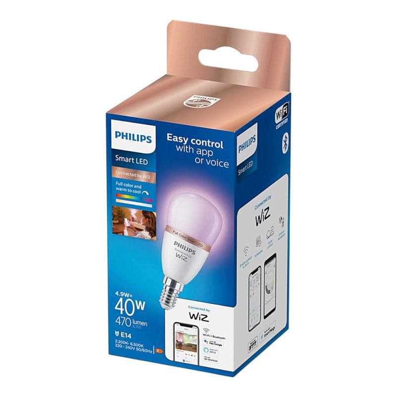 Smart LED lamp, Philips, E14, 40W, 470lm, 2200-6500/ RGB, 15