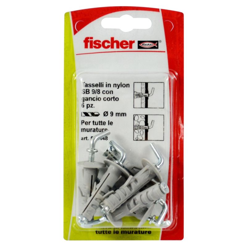 Tasselli Fischer SB 9/8 Con Gancio - Confezione Da 100 Pezzi Per Fissaggi Sicuri - Foto 3