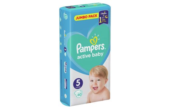 Baby diapers, 5, Active Baby, Pampers, 11-16 kg, 60 piec