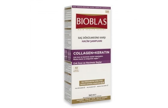 Collagen&Keratin shampoo, Bioblas, plastic, 360 ml, white and purple, 1  piece | Megatek