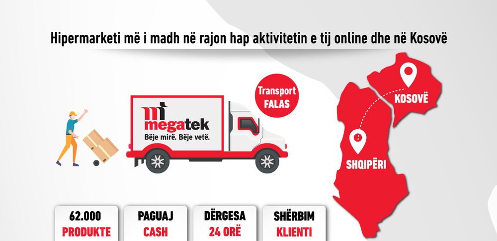 Megatek, platforma më e madhe e shitjeve online në Shqipëri (për shtëpinë, familjen dhe biznesin), tashmë vjen dhe në Kosovë.